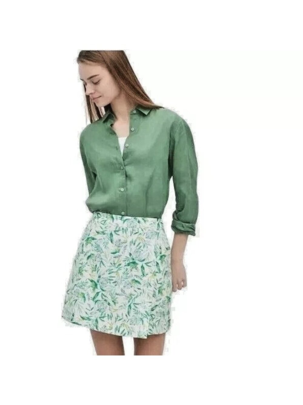 Linen Viscose Skort L Golf Pull On Casual Summer Resort Coastal Ellen Tracy Chic